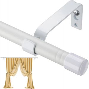 Tringles &Agrave; Rideaux,Tringle &Agrave; Rideaux Pour Rideaux &Agrave; ?Illets 76-226 Cm,1.6 Cm Tringle &Agrave; Rideaux D&eacute;corative Simple,Tringle &Agrave; Rideaux En M&eacute;tal Tr&egrave;s R&eacute;sistante Avec Supports,Blanc Mat - Neuf