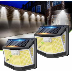 Tianyi-Lampe Solaire Exterieur Détecteur Mouvement 248 Led Solaire Lumiere Exterieur Ip65 Etanche Éclairage 270° Sécurité Sans Fil Lampe Mural Applique Exterieur Lot De 2 - Neuf