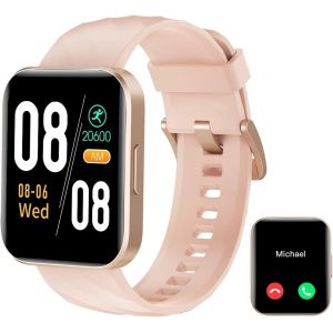 Montre Connect&eacute;e Femme Repondre Appel Smartwatch Android iOS Montre Sport Etanche avec Podometre Calories Cardiofrequencemetre SpO2 Suivi Sommeil Cycle Menstruel Fond d &eacute;cran Personnalis&eacute; Rose - Neuf