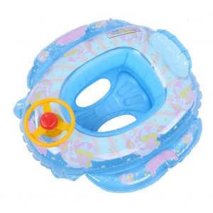 Anneau De Piscine Gonflable Epais Pour Enfants, Siege De Natation, Bateau Flottant, Jouets De Piscine Pour Bebes Garcons, Cheval Volant Bleu, Klaxon - Neuf