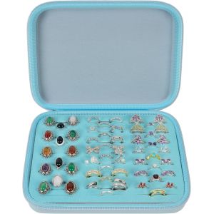Boîte De Rangement Pour Bagues ¿ Présentoir À Bijoux Avec 42 Emplacements, Plateau Pour Bagues Pouvant Contenir Plus De 50 Bagues, Boucles D'oreilles, Broches Et Boutons De Manchette (Boîte - Neuf