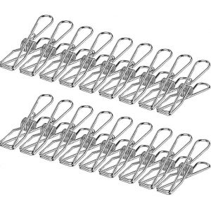 Pinces à linge en fil de fer Pinces à linge - Paquet de 50 pinces à linge en acier inoxydable - Cadeau Whbyv - Neuf