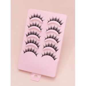 Ore-3/5/10 Paires De Cils Oeil De Chat Faux Cils De Vison Ailé Extrémité Oeil Cils Allongés Naturel Long Manga Cils Faux Cils Maquillage-5pairs-002- - Neuf