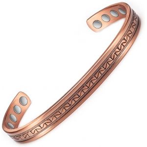 Bracelet En Cuivre Pur Avec 6 Aimants,16 Cm,Cadeau Pour Femme - Neuf