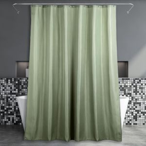 Tianyi-Rideau De Douche En Tissu Vert: Texture De Lin Anti Moisissure Hydrofuge &Agrave; L'eau Lavable L&eacute;ger Polyester Rideau De Douche Pour Salle De Bains - Simple &Eacute;l&eacute;gant Rideau De Douche - 183 X 200 Cm - Neuf