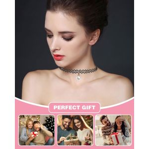 4 Pièces Colliers Ras Du Cou,Collier Tatouage Ras Du Cou,Style Des Années 90 Élastique Collier Ras Du Cou Pour Femmes Filles,Choker Chaîne Ensemble,Pour Femme - Noir - Neuf