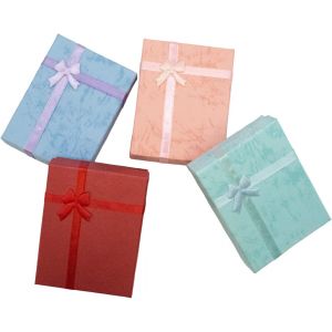 Lot De 4 Boîtes Cadeau Pour Bijoux - 4 Couleurs- Emballage De Luxe Pour Petits Cadeaux De Noël, Saint-Valentin, Anniversaire - Présentation D'un Collier, Bracelet, Bague Et Plus Encore - Neuf