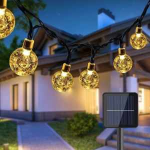 50 Led 7m Guirlande Lumineuse Exterieure, Ampoule Solaire Boule, Lumière Etanche 8 m Mdes pour le Jardin Intérieur et Extérieur, Noël, Terrasse, Patio, Fête [Classe d'Efficacité Energétique A++++] - Neuf