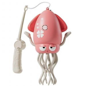 Jouet de seiche dansante électrique avec canne à pêche, simulation interactive d'animaux marins, jouet de pêche pour enfants, motricité fine, jaune-Rose - Neuf