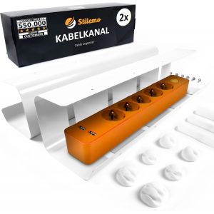 Cable Management Bureau Conduit de Câbles-Set Goulotte Passe-Câbles Organisateur de Bureau-Support de Câble-Chemins de Cables-43x12x10 cm Acier Revêtu Charge de 5kg-2 Pièces Blanc - Neuf