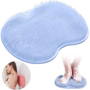 Silicone Back Massager De Tapis Anti-Derapant, Le Massage De L'epurateur Avec Anti-Derapant De Ventouses, De Retour De L'epurateur - Nettoie, Exfolie Et Des Massages De Votre Dos (Bleu) - Neuf