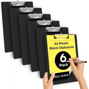 ERSHI-Porte Bloc A4 - Paquet de 6 Noirs Porte Bloc A4 avec Pince pour Organiser et Protéger Documents - Clipboard Légères avec Sup[3169] - Neuf