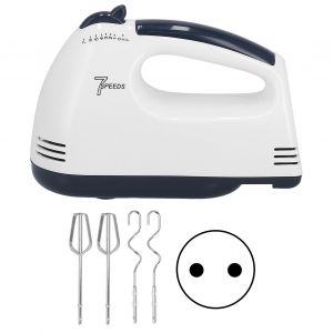 HJLIAN Batteur a main electrique portable a 7 vitesses, leger, en acier inoxydable, blanc, pour cuisine, maison, restaurant, prise UE 220 V - Neuf