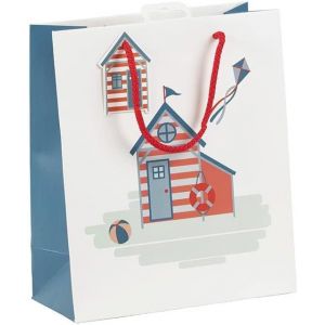 Un sac cadeau enfants - Format moyen 21,5x10,2x25,3cm - Plage - Qualité supérieure, résistant :210g - idéal pour : livre, jeux, petits coffrets - Neuf