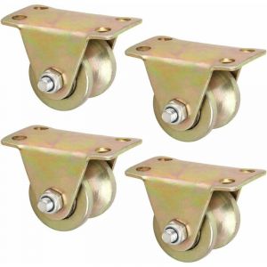 Lot De 4 Roulettes Pivotantes À Rainures Industrielles (50 Mm), Roulettes Directionnelles Rigides En Acier, Roulettes À Rainures En U Pour Portail Coulissant, Rail À Câble Métallique, Rail Inversé - Neuf