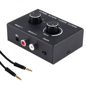 Commutateur Audio 3.5Mm 4(2)-en-2(4)-sortie AUX boîte de séparation avec contrôle de Volume pour PC casque jeu MP3/4 - Neuf