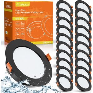 Tomosu Spot LED Encastrable Noir Extra Plat, 5W 450Lumen Equivalent 50W Incandescence, 4000K Blanc Neutre Spot Salle de Bain IP44, Diamètre 98mm, Diamètre du Trou ¿75-85mm, Lot de 10 - Neuf