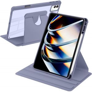 KAL-Coque Compatible Avec Tecno Megapad 11 Pouces 2025 Avec Porte Pencil, Étui Housse Dos Transparent Antichoc, Rotation À 360° Support, Veille/Réveil Auto, Lavande - Neuf