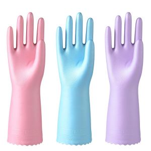 3 Paires Gants de Nettoyage,Gants de Vaisselle Avec Doublure en Coton Floqu&eacute;, s,Imperm&eacute;ables et Antid&eacute;rapants,pour la Cuisine et la Lessive(Taille M) - Neuf