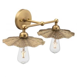 Applique Murale 2-Light Vintage En M&eacute;tal Finition Laiton Split Fleur Design Pour Salon Couloir - Neuf