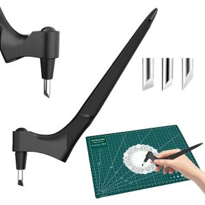 Oayew-Set De Couteaux De Pr&eacute;cision En Acier Inoxydable 360 Degr&eacute;s Pour Artisanat Avec 3 Lames De Rechange 1 Mat De D&eacute;coupe Outils Pour Diy Scrapbooking Mod&eacute;lisme (Noir) - Neuf