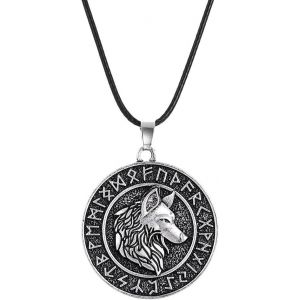 Kal-Collier Nordique Viking Pirate Odin Avec Pendentif En Forme De Loup Celtique Pour Homme, Style R&eacute;tro Rune Punk - Neuf