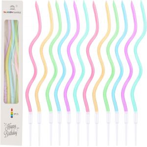 Chenquansarl-12couleur Arc En Ciel Bougie, Longue Minces Bougies De Gâteau D'anniversaire Bougies De Gâteau En Spirale Bougies De Cupcake Avec Support Pour La Décoration De Fête De Gâteau De Mariage - Neuf