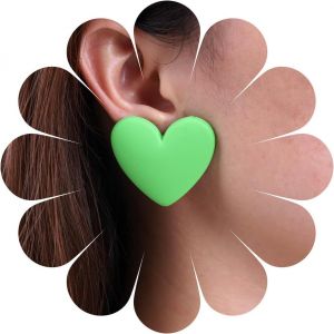 Red Heart Acrylic Earrings Dangle Earrings Heart Red Resin Earrings Heart Acrylic Earrings Heart Candy Color Jewelry For - Neuf