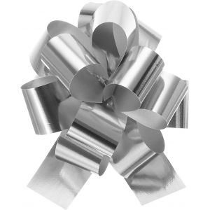 KAL-Noeud Cadeau 10Pcs 10 Cm Noeud Cadeau G&eacute;ant Pour Emballage Cadeau, Grand Noeud Ruban Pour Paniers De Voiture De Mariage, No&euml;l, Argent&eacute; - Neuf