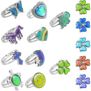 Kahfl-Bague D'humeur Réglables 10 Pièces,Changement De Couleur Anneau Pour Femmes Hommes Fille,Bijoux Rings Cadeau Accessoire Fête - Neuf