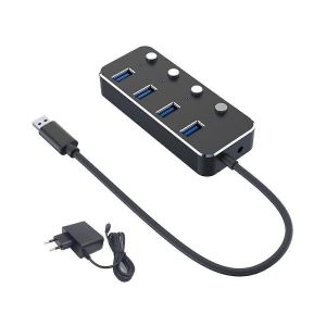 Adaptateur secteur USB 3.0 4 ports en alliage d'aluminium Hub USB 3.0 USB Multi Extender Switch 1.2 - Neuf
