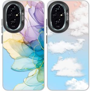 Kal-Pack Of 2 Phone Case For Honor 200, Aesthetic Clouds Pattern, Hard Pc Back Cover With Tpu Soft Matte Silicone Bumper Shockproof Protective Case, Iridescent - Neuf