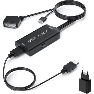 VornixorSarlshop-Adaptateur HDMI Peritel avec C&acirc;bles HDMi, Convertisseur HDMI vers P&eacute;ritel Full HD 1080p Convertisseur Audio Vid&eacute;o Supporte NTSC/PAL pour TV STB VHS Box PS3 Sky DVD Blu-Ray - Neuf