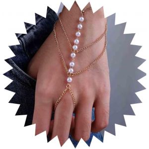 Eryi-Bracelet Boho Avec Anneaux En Perles, Harnais Chaîne À Pompons, Bracelets Esclaves Pour Femmes Et Filles - Neuf