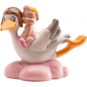 Sansh-Dekora - Détails De Baptême, Figure De Décoration De Baptême Fille - Cigogne Volant Avec Un Bébé 310113 - Neuf