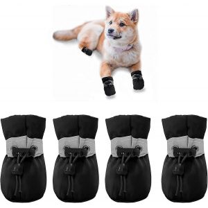 Bottes Pour Chienpaw Protector,Chaussures Pour Chien Antidérapantesces Bottes Pour Chiens À Semelle Souple Confortables Sont Livrées Avec Des Sangles Réfléchissantes (4,Noir) - Neuf