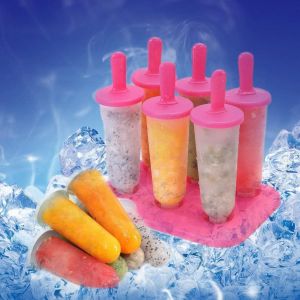 6 Moules À Glace Avec Couvercles - Moules À Glace En Silicone De Qualité Alimentaire, Moules Réutilisables Parfaits Pour La Crème Glacée Maison. - Neuf