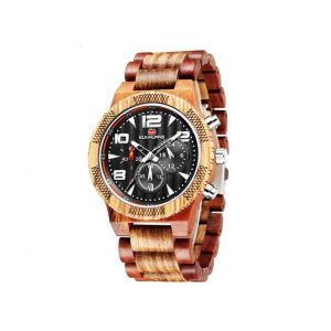 Montre &Agrave; Quartz En Bois De Santal Avec Affichage Lumineux Et Fonction Calendrier - Neuf