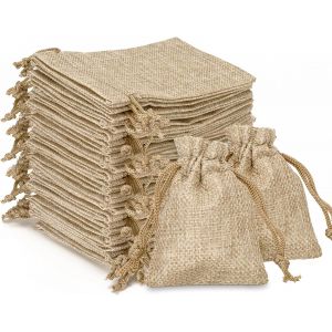 Jexnovashop-20pcs Pochon Jute 7x9cm,Sac Toile De Jute Avec Cordon,Petite Pochette Cadeau Pour Bijoux F&ecirc;te Anniversaire No&euml;l Mariage Diy - Neuf