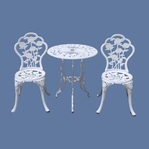 Ulteronixshop-Ensemble De Meubles D'ext&eacute;rieur Avec Motif Rose, 1 Table Et 2 Chaises Pour Jardin, Patio, V&eacute;randa (Rose/Blanc) - Neuf