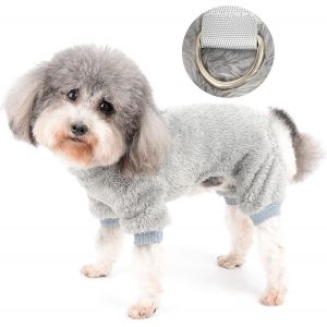 Kalanka-Pyjama D'hiver Pour Petite Chien Chiot Manteaux Combinaison En Polaire Chaude Et Pelucheuse V&ecirc;tement &Agrave; 4 Pattes Pull Douce Pyjama Pour Animal De Compagnie Chihuahua Yorkie Chat Gris L - Neuf
