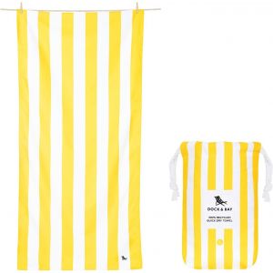 Serviette De Plage - Séchage Rapide, Sans Sable - Compacte, Légère - 100% Recyclée - Contient Un Sac - Cabana - Boracay Yellow, Large (160x90cm, 63x35)[Gra10443] - Neuf