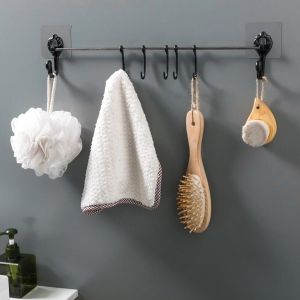 Hjlian Crochets Muraux Autocollants Sans Percage Pour Salle De Bain Et Cuisine (Noir) - Neuf