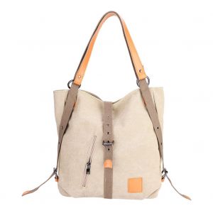 Sac a main multifonctionnel en toile pour femmes et filles, sac a bandouliere grande capacite, sac a dos kaki - Neuf