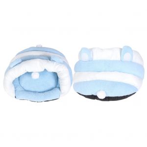 Hjlian Niche D'hiver En Peluche Pour Chat, Niche Chaude Et Confortable, Lit Pour Animaux De Compagnie, Nid De Couchage, Bleu Et Blanc (L) - Neuf