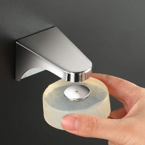 Lot de 2 porte-savons magnétiques blancs en acier inoxydable, porte-savon mural avec 4 couvercles pour lavabo, cuisine et salle de bain - Neuf