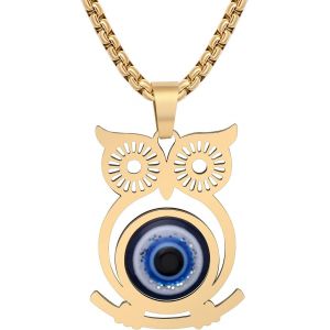 Kal-Collier Hibou Oiseau Pendentif Chaîne Bijoux Délicat Collier Oeil Maléfique Pour Femmes Filles Cadeaux Hibou Charms - Neuf