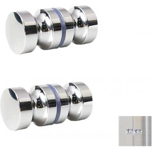 Porte de Douche Ronde Bouton,2 Pièces Poignée Porte Douche,de Poignéesde Porte de Douche Rondes en Verre Chromé,Bouton De Porte De Douche,pour Salle de Bain Cuisine Maison Bureau Hôtel - Neuf