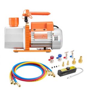 Kit de Pompe &agrave; Vide et Manom&egrave;tre-Duoku-7 CFM-198 L/min-Pompe &agrave; Vide &agrave; Palettes Rotatives &agrave; 2 Etages-avec Sac de Transport - Neuf