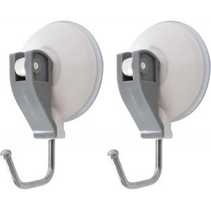 Lot de 2 Crochets à Ventouse Sous Vide,Crochets Porte Serviette Amovibles Puissants en Plastique,Grands Supports Muraux Crochets Ventouse Charge de 5 KG pour Cuisine,Salle de Bain,Sans Perçage - Neuf